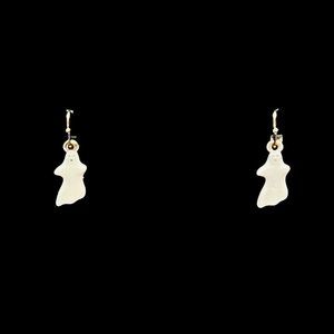 Halloween White Enamel Ghost Pierced Earrings (991)